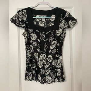 Black and white sheer top